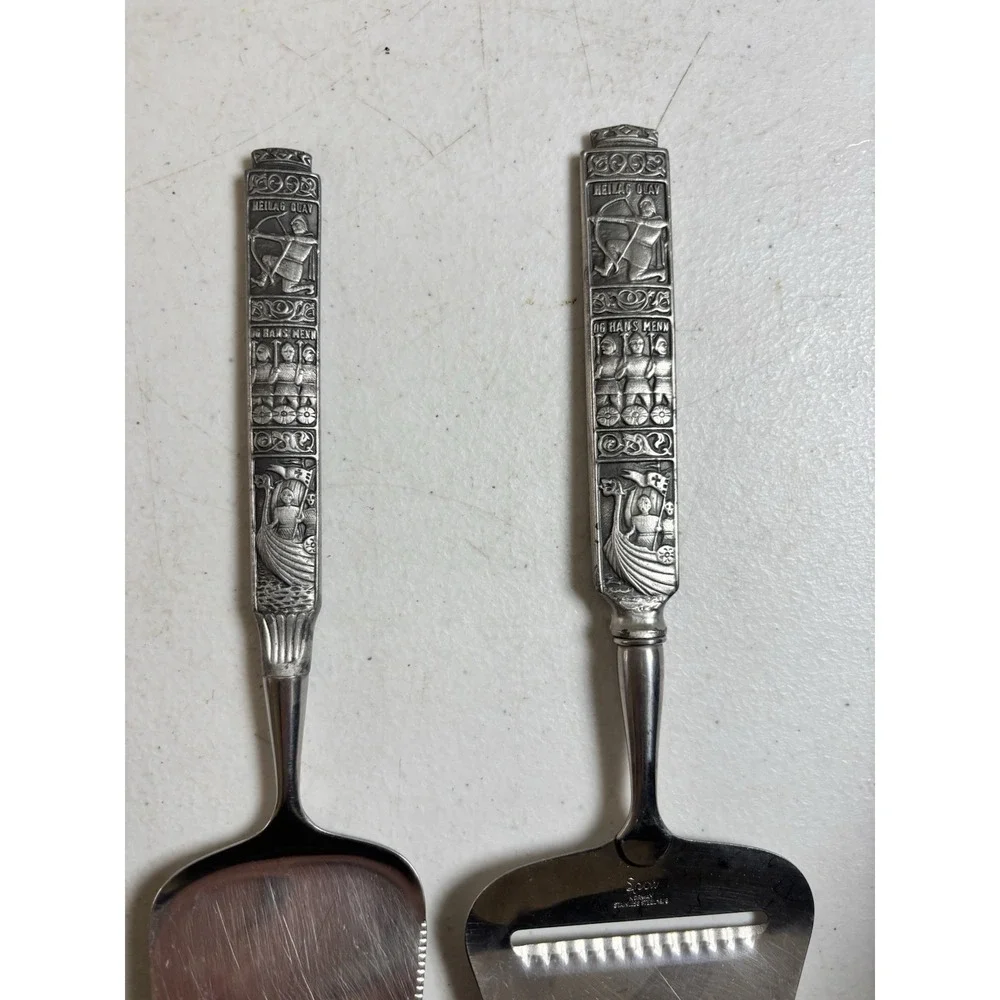 Spar Norway Stainless 18/8 w/ Pewter Handles Cheese Plane Pie & Cake Servers (3)